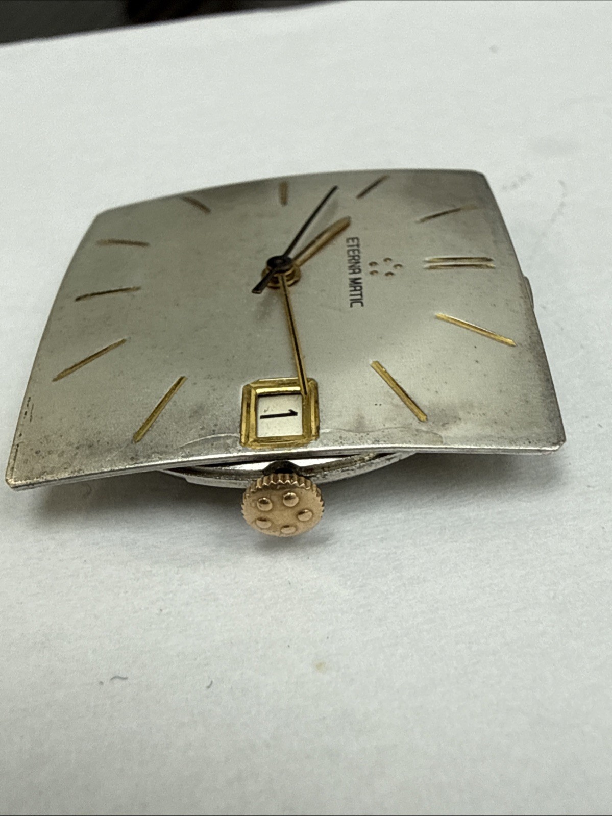Vintage Eterna Matic 1438u Complete Movement Dial Hands Crown Working Perfect