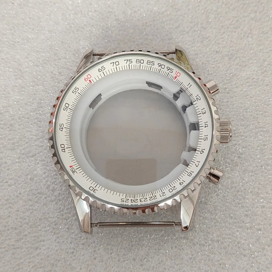 46.5mm Large Steel Watch Case Strap Set with Mineral Glass and Hands for VK63