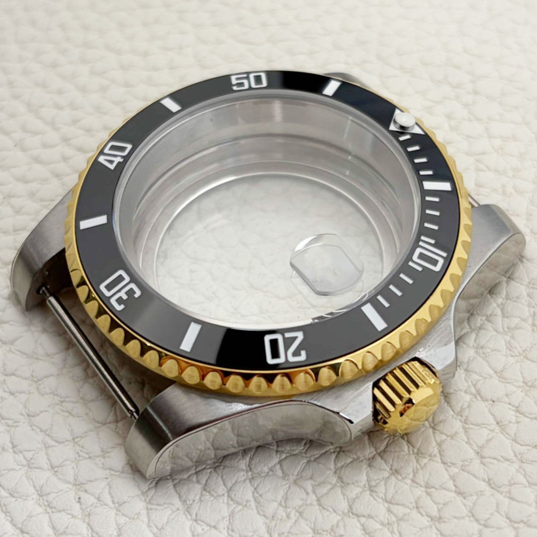 Sapphire 40mm Watch Case Silver Gold Yacht Bezel For SII NH34 NH35 36 Movement