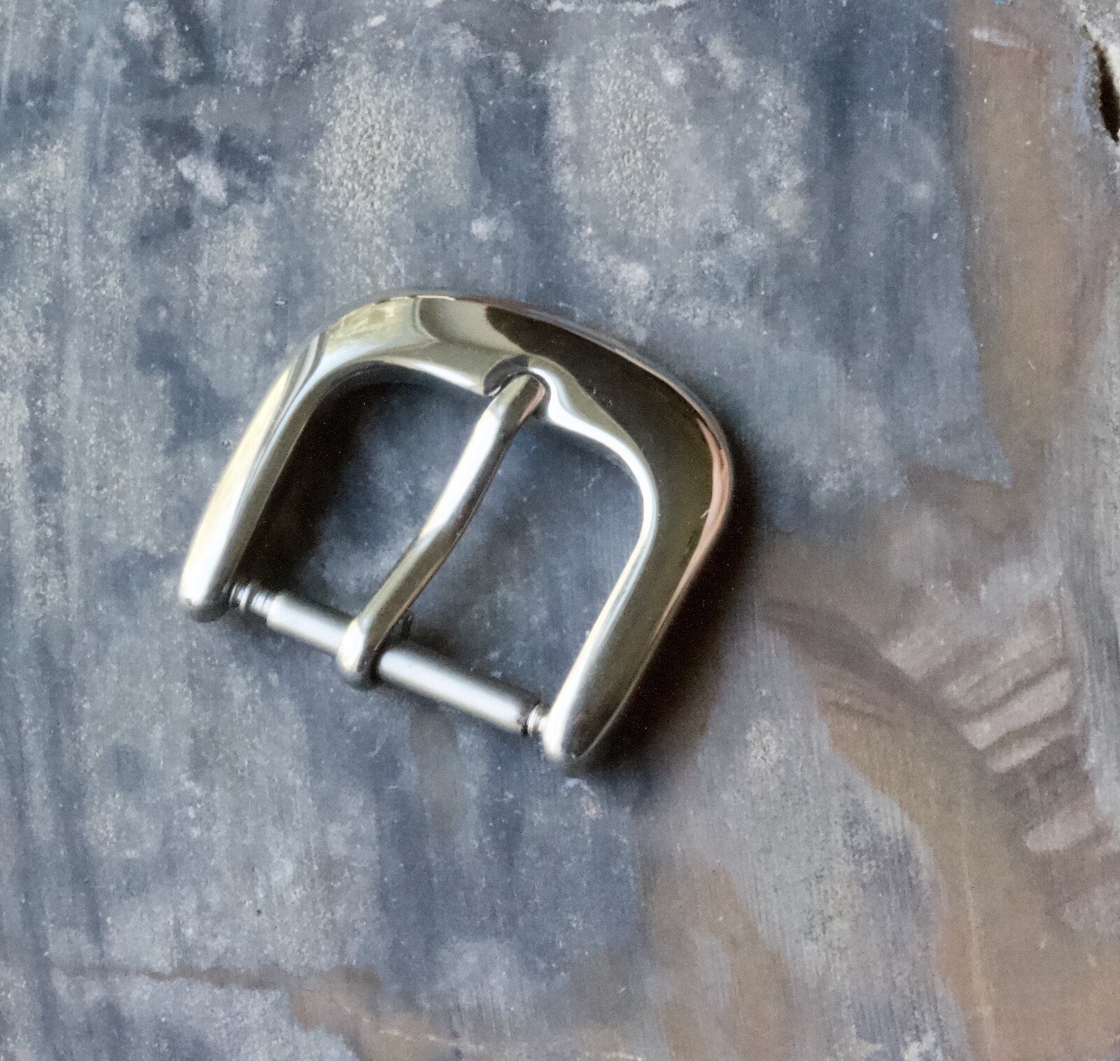 Rounded thick vintage Stainless Steel watch strap buckle 14mm opening NOS 1960s