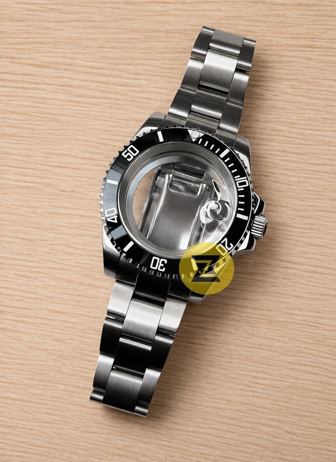 40mm Stainless Steel Watch Mod Case & Bracelet Kit Black Ceramic Bezel NH35 NH36