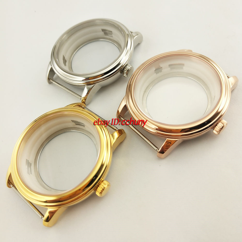 42mm Silver/Golden/Rose Gold Watch case Fit ETA 2836,Miyota 8215 8205 Movement