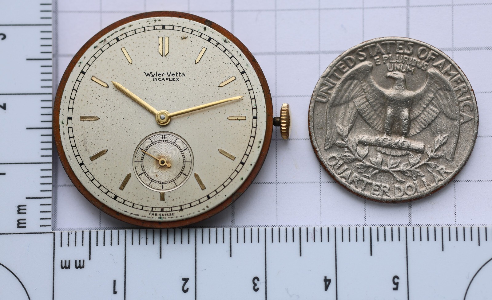 1950s WYLER-VETTA Incaflex M Swiss Men Wristwatch MOVEMENT + DIAL Manual – TICKS