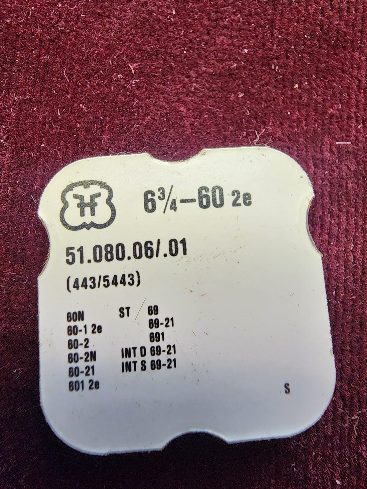 Vintage H 6¾–60 2e Swiss Watch Parts #51.080.06/.01 (443/5443) – Lot of 3 Packet