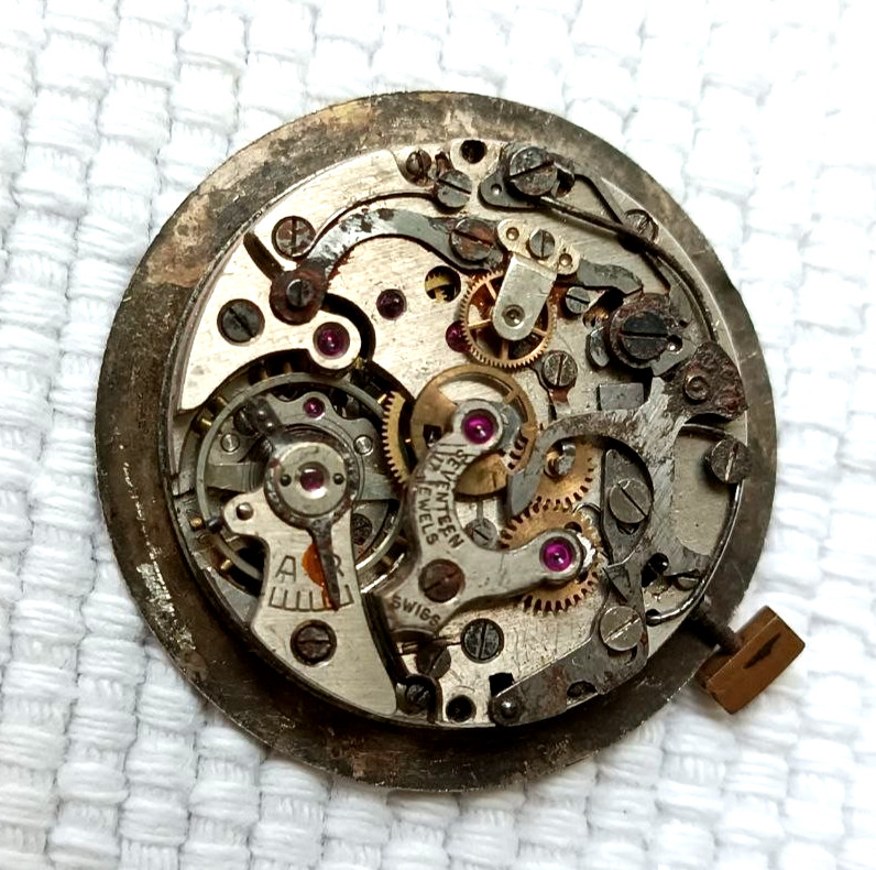CHRONOGRAPH MOVEMENT CALIBER LEMANIA 1270 GOOD BALANCE SWISS FOR REPAIR / PARTS