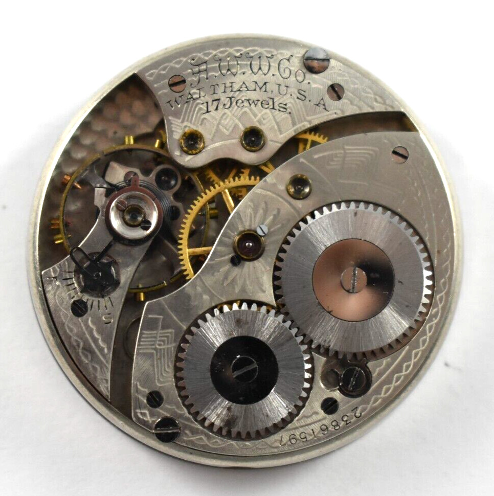 Vintage Waltham Grade 225 12s 17J OF Pocket Watch Movement lot.ff