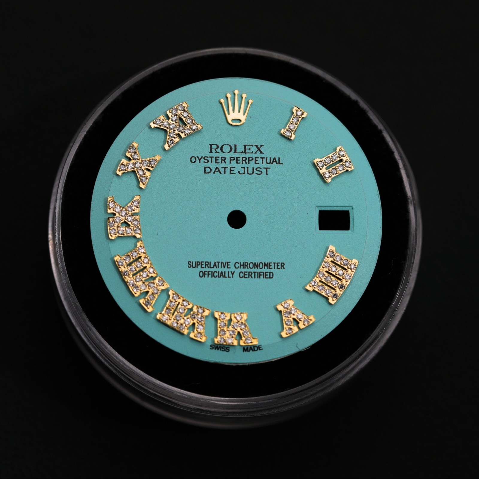 Rolex 36mm Custom Turquoise Diamond Roman Dial for Datejust Watches