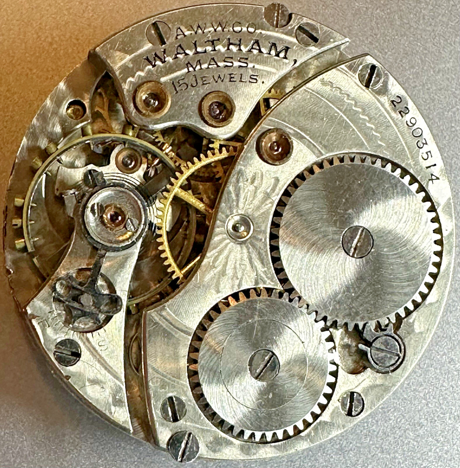 * 1919 WALTHAM 15J 3/0 Size Gr 315 OF PS Demaskeened WATCH MOVEMENT N77