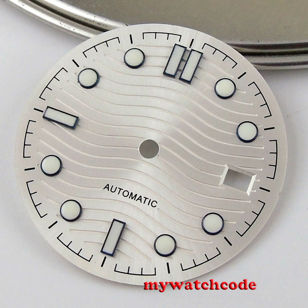 31mm black white blue sterile dial luminous marks fit Japan NH35 NH36 movement