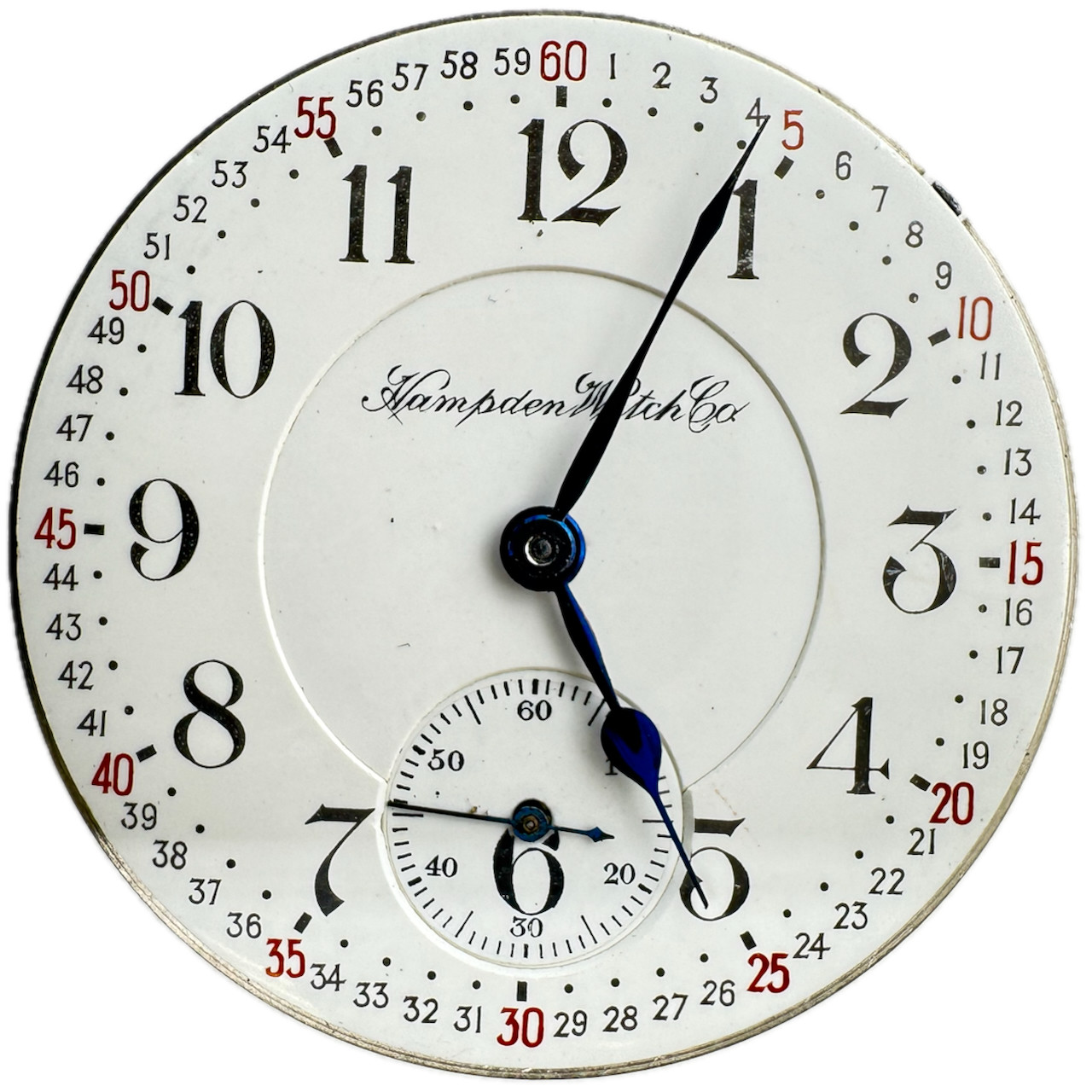 Antique 16s 1915 Hampden 5 19J Mechanical Pocket Watch Movement Railway USA