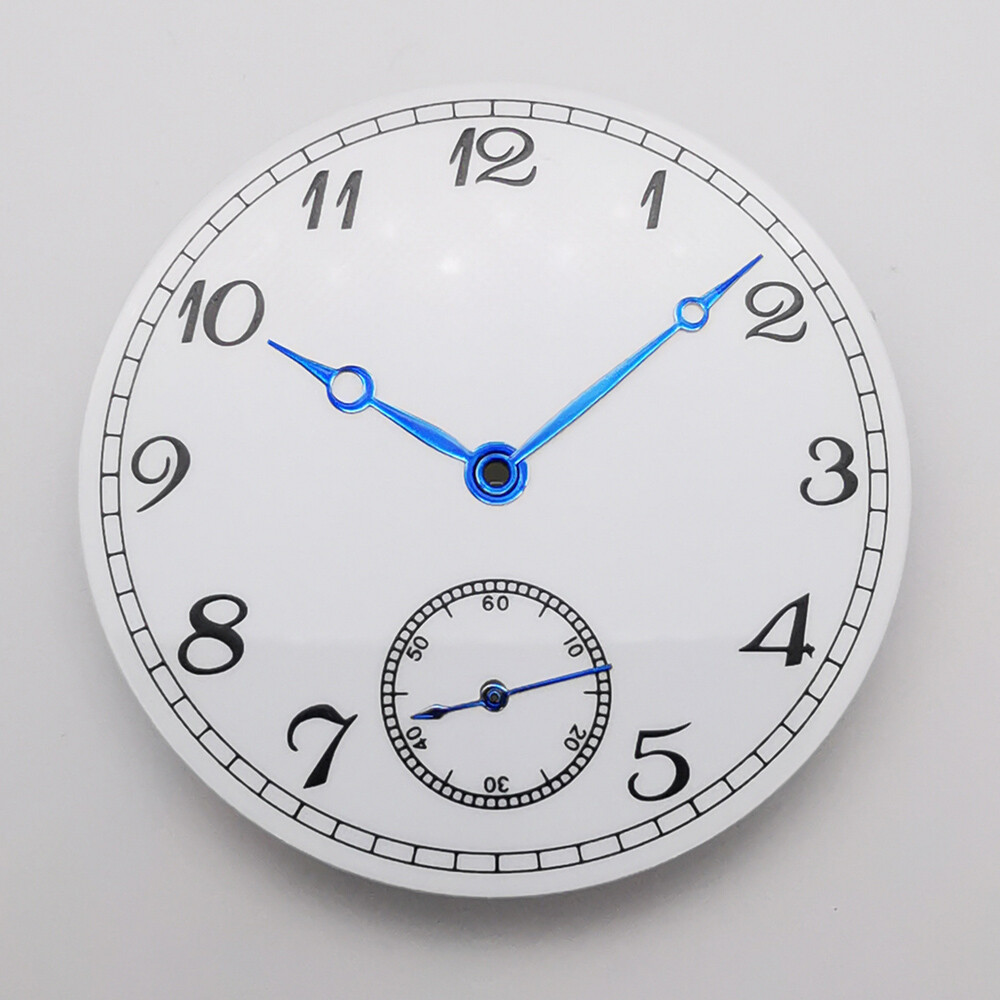 38.9mm white watch dial blue hands fit ETA 6498 ST3620 manual winding movement