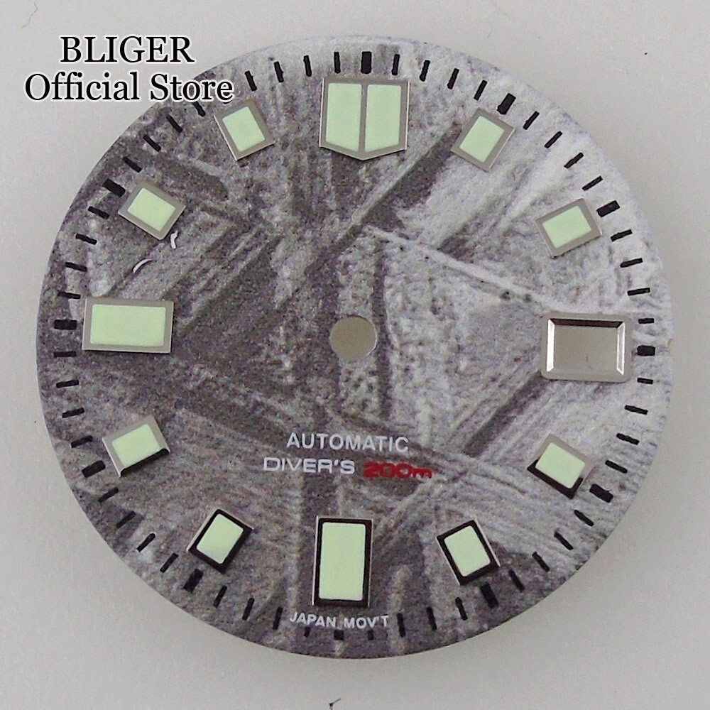 New Fit NH35A NH35 29mm Grey Meteorite Pattern Watch Dial Luminous Watch Parts