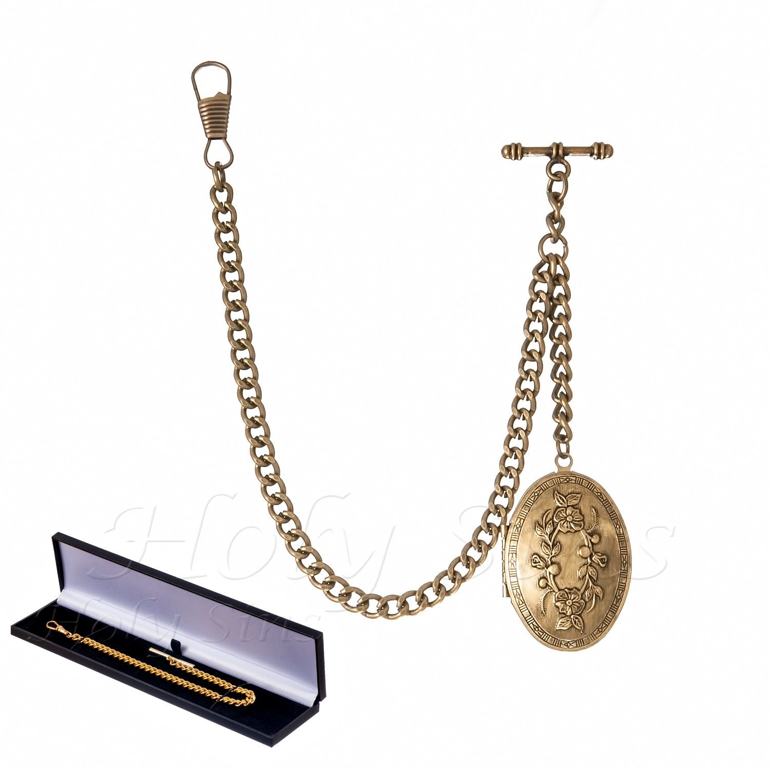 Peaky Blinder s Single Albert Pocket Watch Fob Chain With Locket