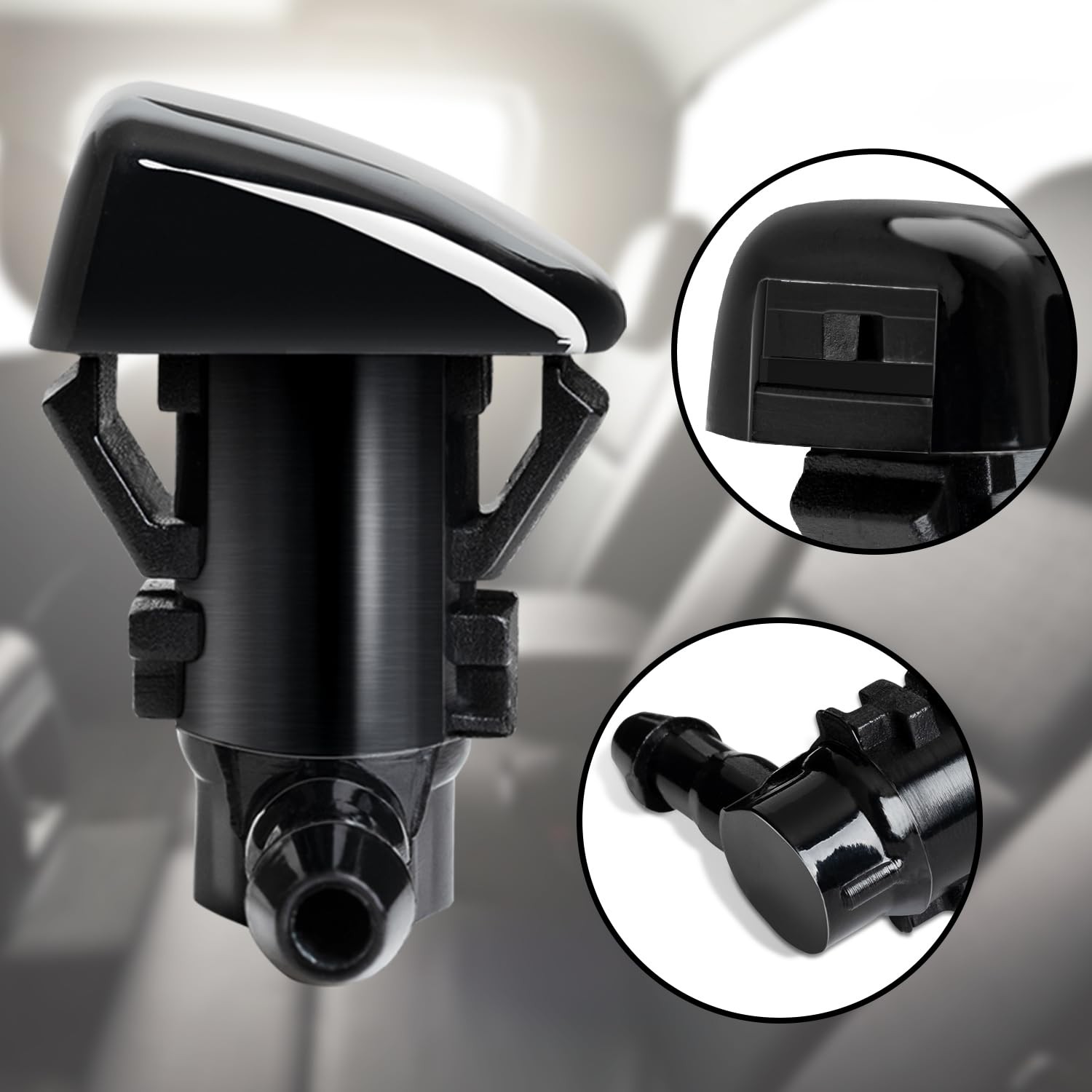 Belleone 2PCS Front Windshield Washer Nozzle Wiper Spray Kit fit for Black