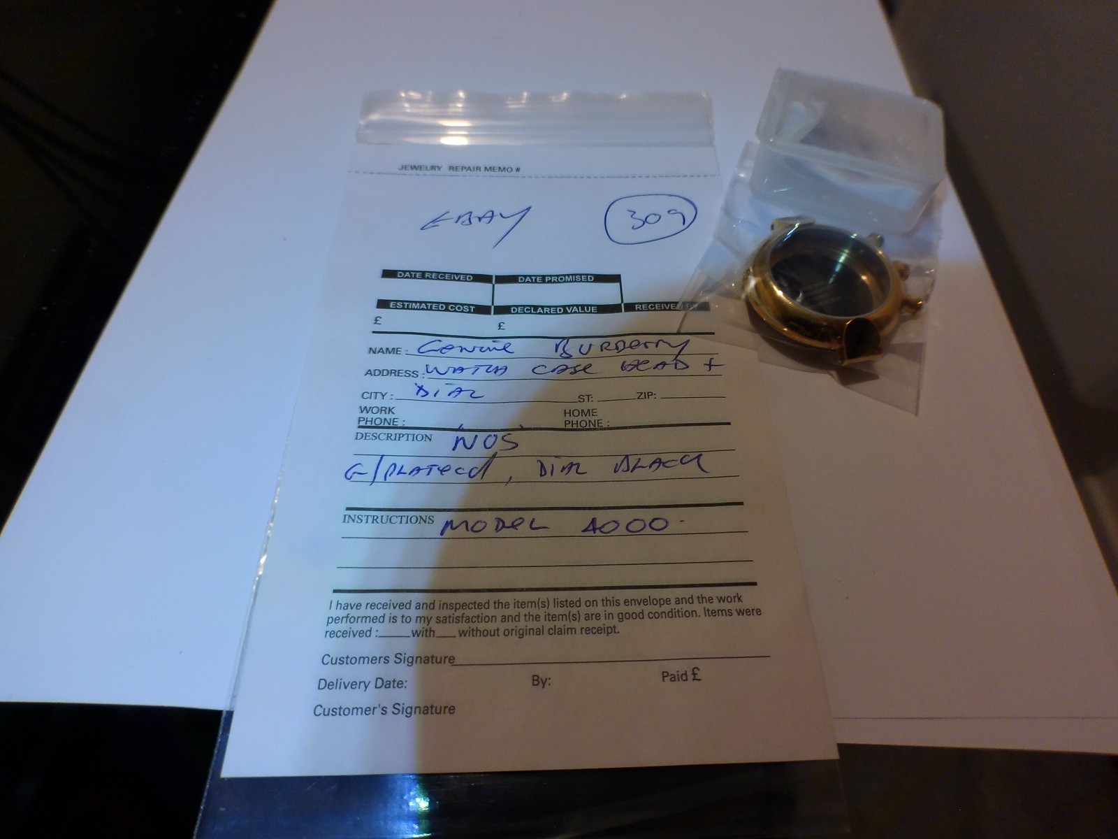 NOS Genuine BURBERRY WATCH CASE + DIAL , MODEL 4000, GOLD PLATED