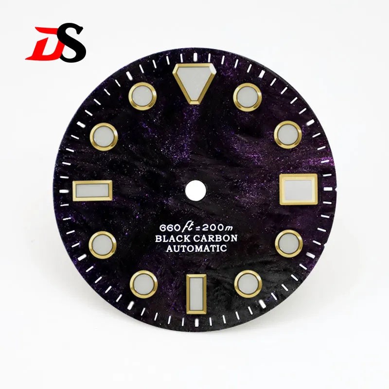DS High Quality Color Lava Carbon Fiber Dial Blue Lume 28.5MM Dial for NH35 NH38