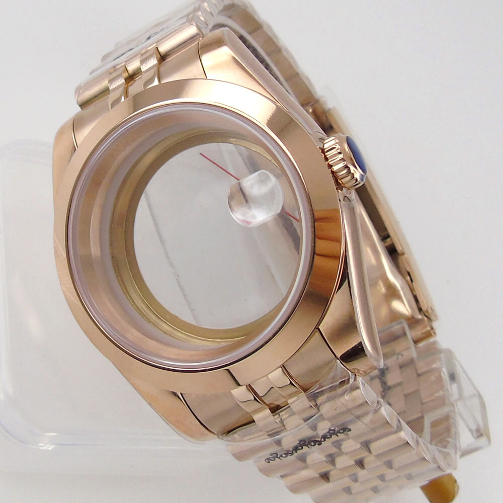 Rose golden 36mm 39MM sapphire glass Watch Case fit eta 2836 8215 NH35 NH36