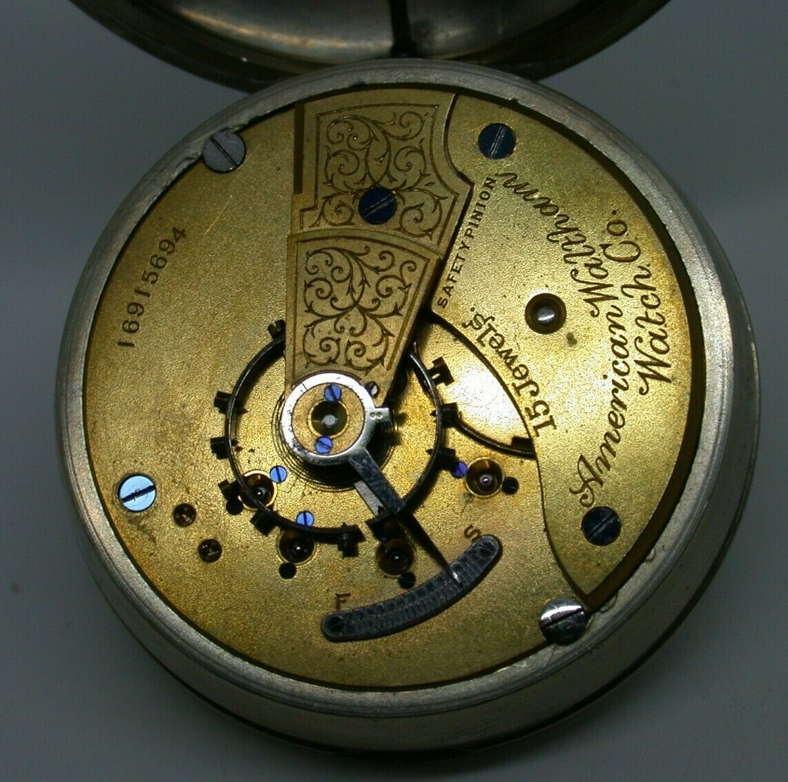WATCHMAKERS – WATHAM 18 SIZE, MODEL 1908, 15 JEWEL MOVEMENT –VINTAGE–36MF29