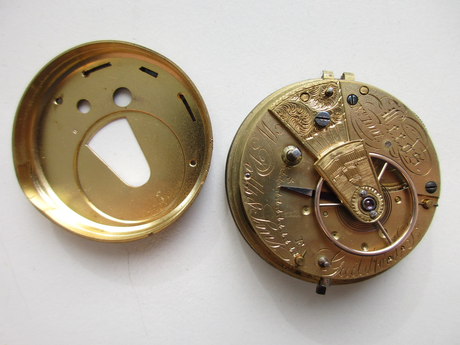 Verge Fusee pocket watch movement W. Potts & Sons Guilsford Leeds – running