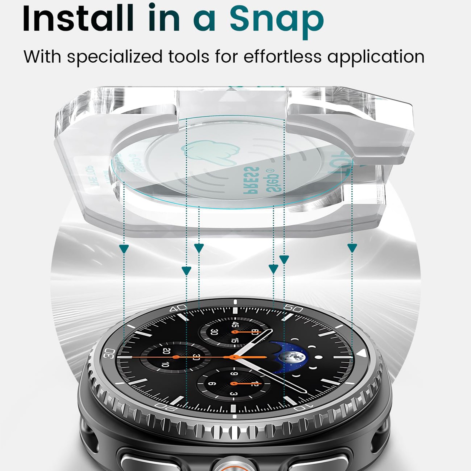 Fr Samsung Galaxy Watch 8 Classic 46mm Metal Ring Adhesive Screen Protector Case