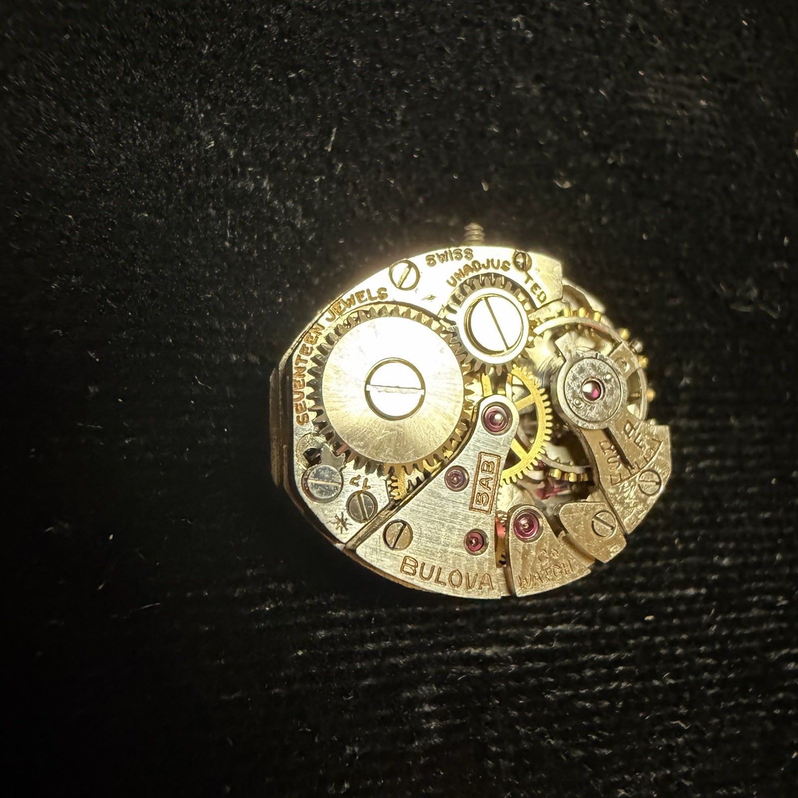 BULOVA 5AB 17J Watch Movement & Dial For Parts Or Repair Not Working