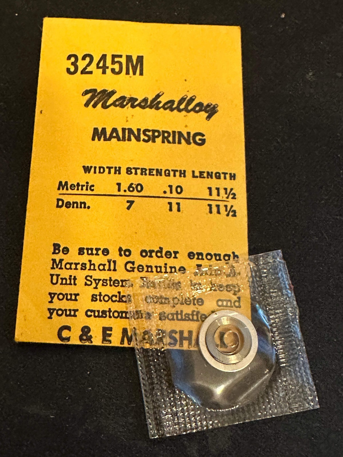 C&E Marshall Marshalloy Mainspring 3245M for General 80, 800C, AS 1123 to 1294 –