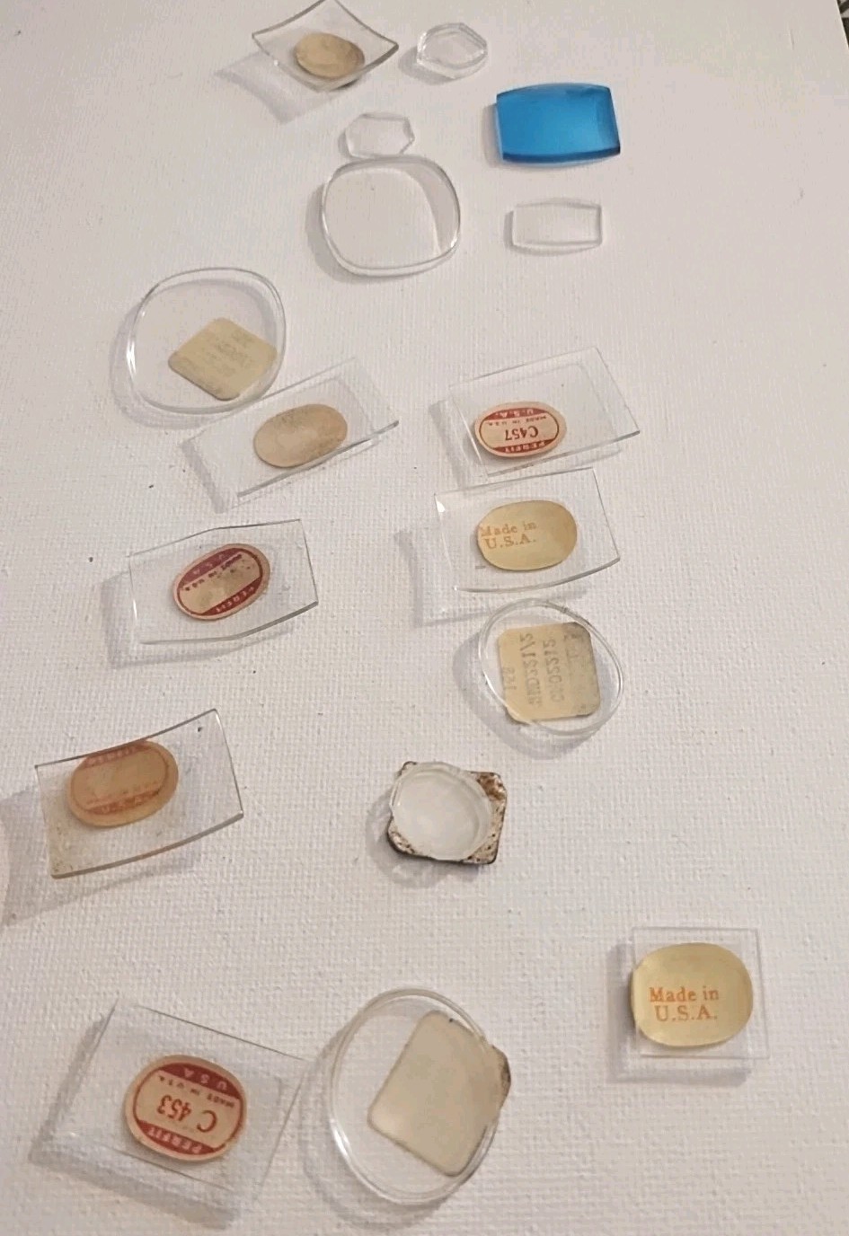 Watch Face Crystals Lot Of Forty Six Various Sizes Vintage Free Shipping