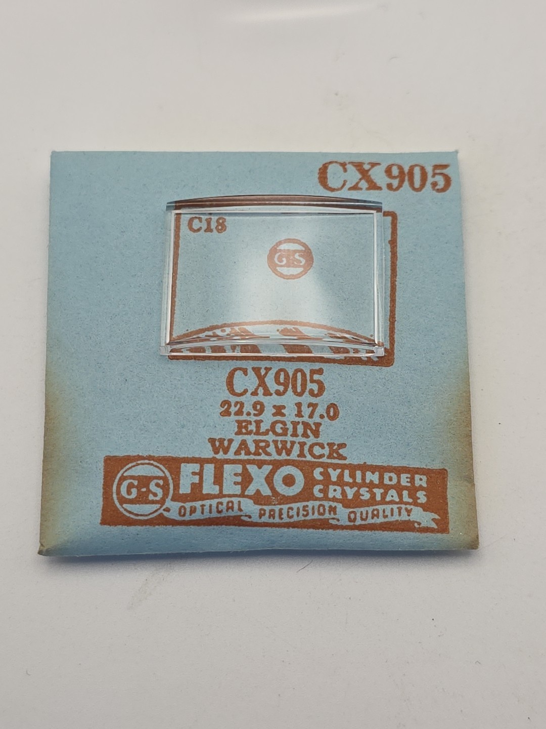 G-S Watch Crystal CX905 Elgin Warwick 22.9X17.0