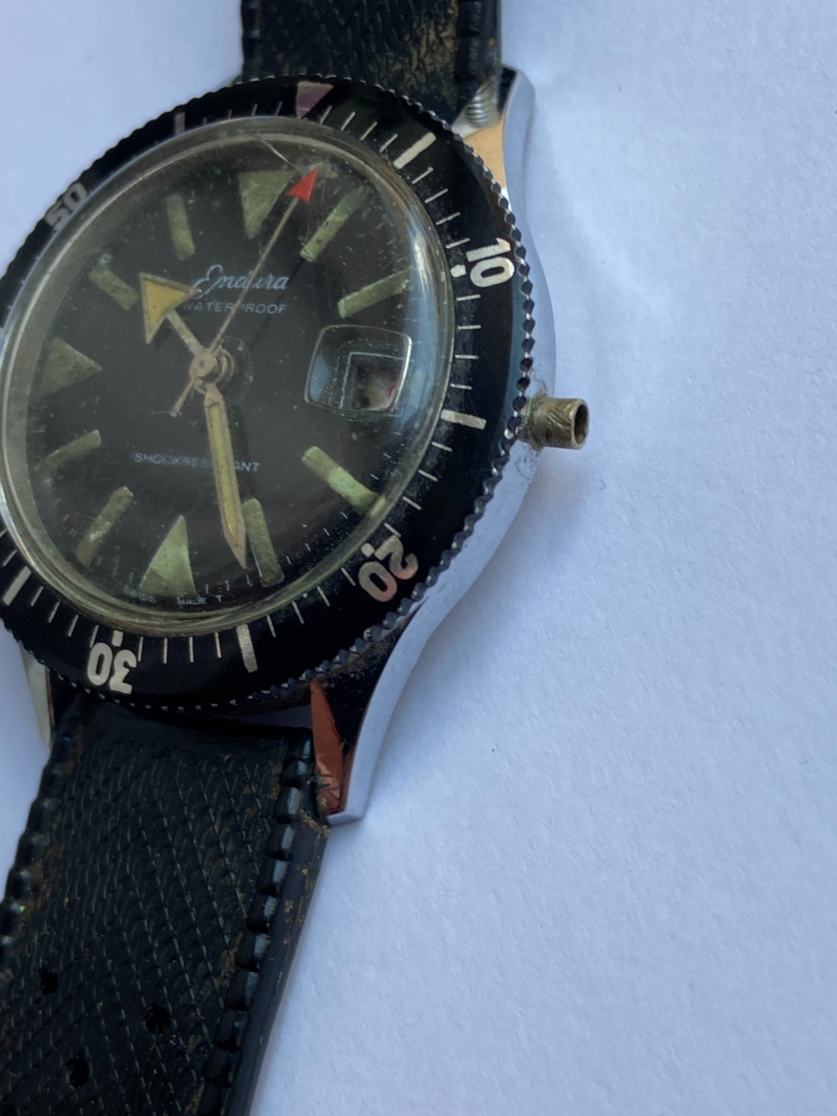 VINTAGE MEN WRIST WATCH SALE FOR PARTS DIVER ENDURA DATE CAL. EB 8800 1 JEWEL