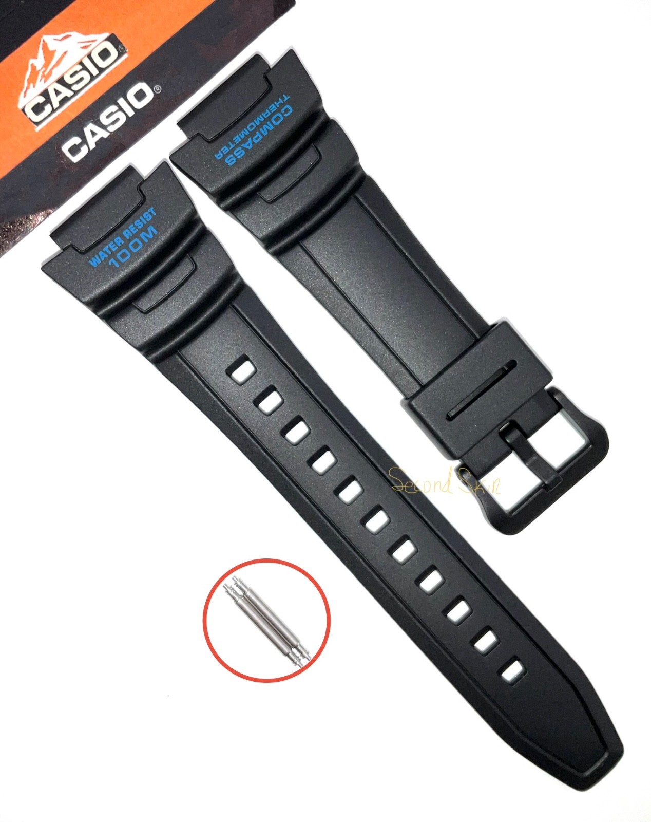 Genuine Casio Black Watch Band Strap SGW-500H-2BV + Pins