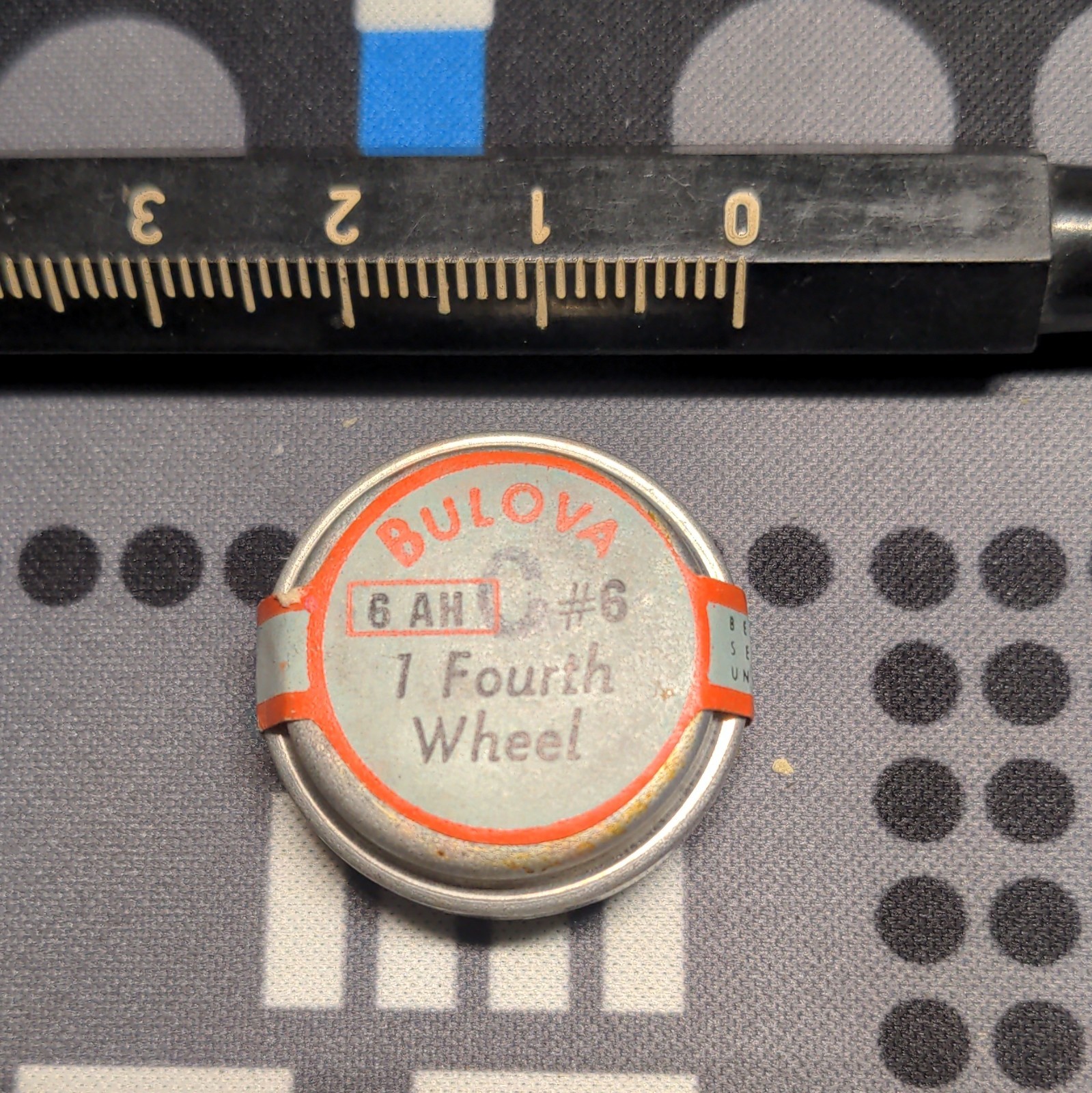 Bulova 6AH #6 Fourth Wheel Watch Movement Part Silver NOS