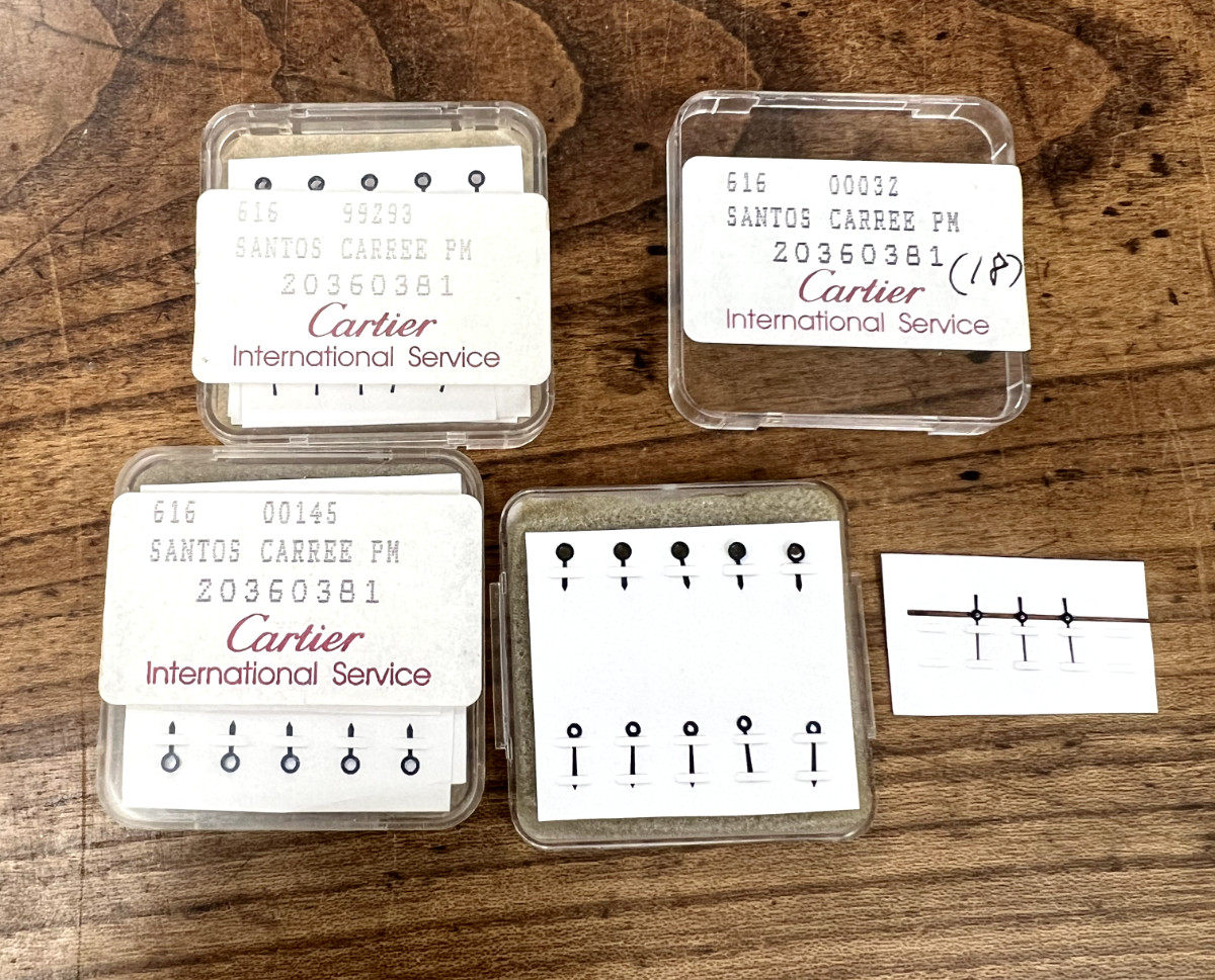 Genuine New Cartier Santos Carree PM Blue Three Hand Set Part# 20360381