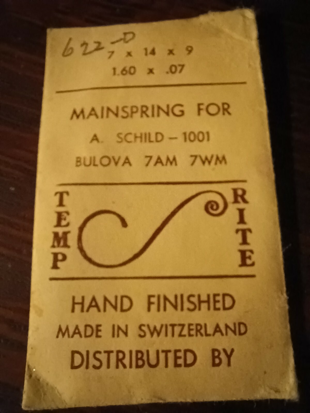 Bulova 7AM 7WM Watch Vintage movement Mainspring part swiss A Schild 1001 lot 14
