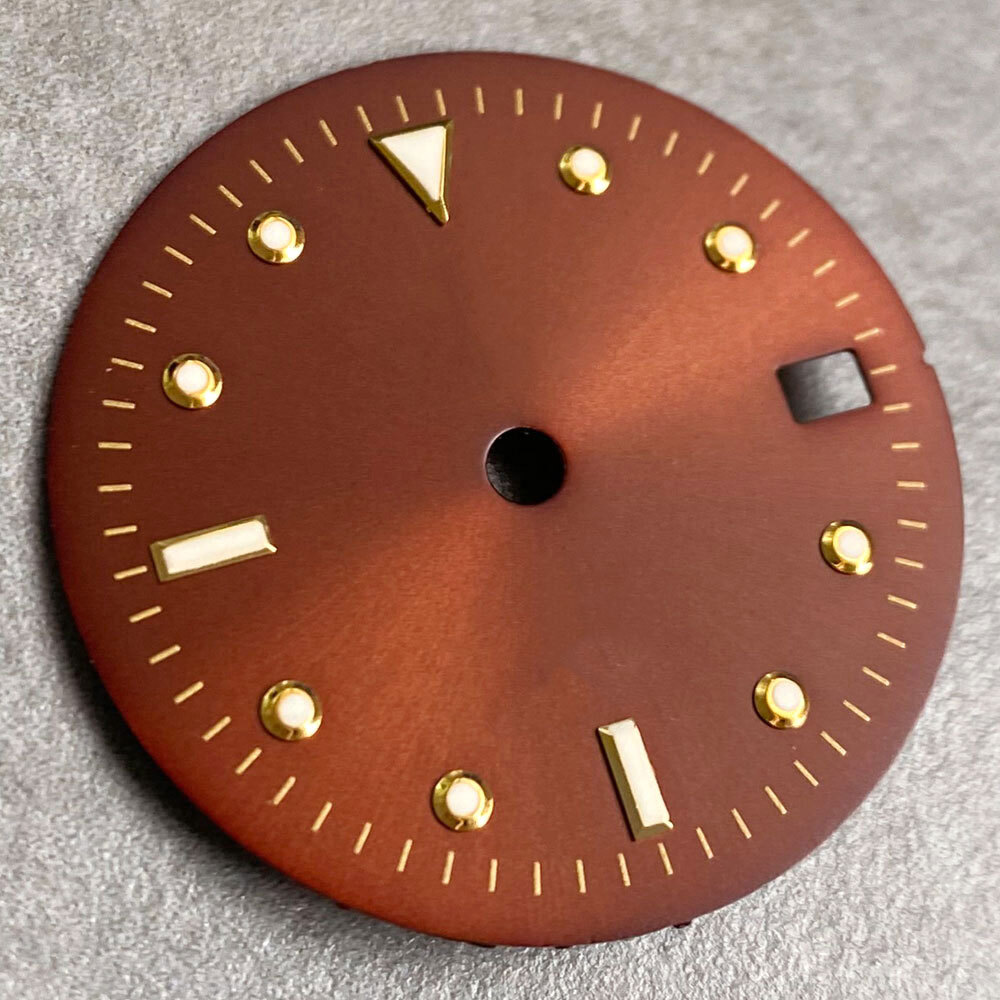 NH34A 29mm Sunburst Brown Watch Dial Gold Hand fit NH34 GMT Accessories Parts