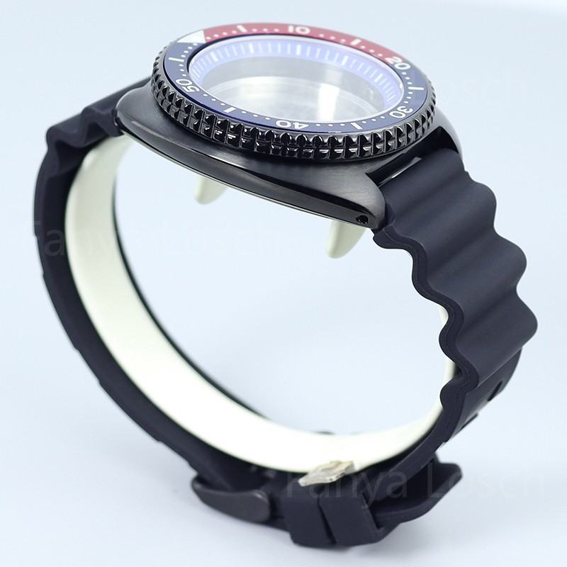 45mm PVD Balck Steel Watch Case Strap Modify Skx009 Mod For Seiko NH34 35 36 38