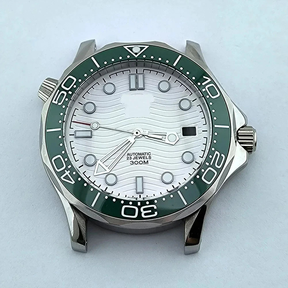 NH35 Case Dial Hands for Seamaster 300 NH36 Movement 41mm Waterproof Silver