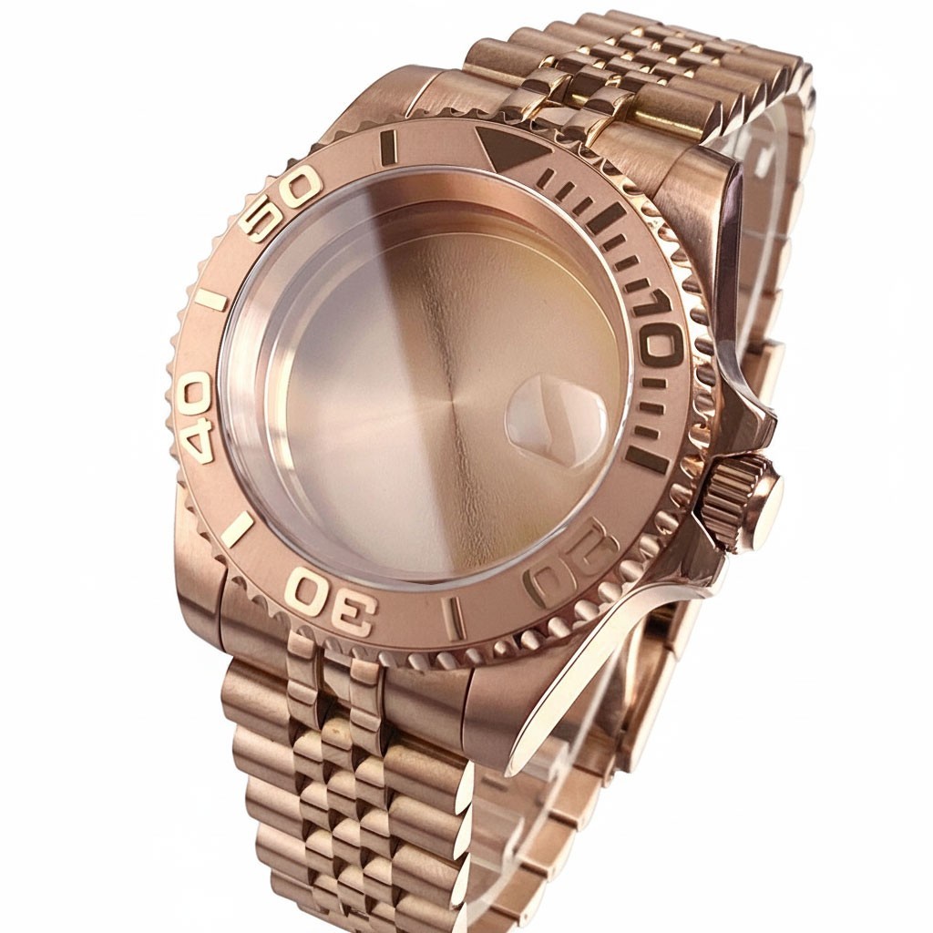 20ATM 40mm Rose Gold Sapphire Glass Watch Case Fit NH35A NH36A ETA2824 PT5000