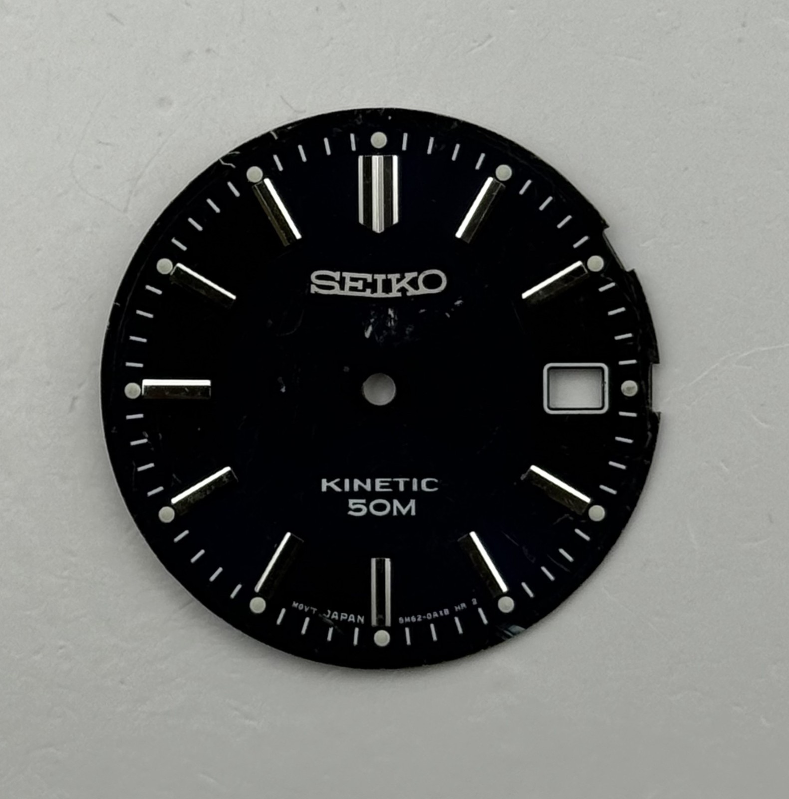 Seiko 5M62-0AX8 Watch Dial Kinetic 50M Black Japan Spare Parts Repair 28.9mm