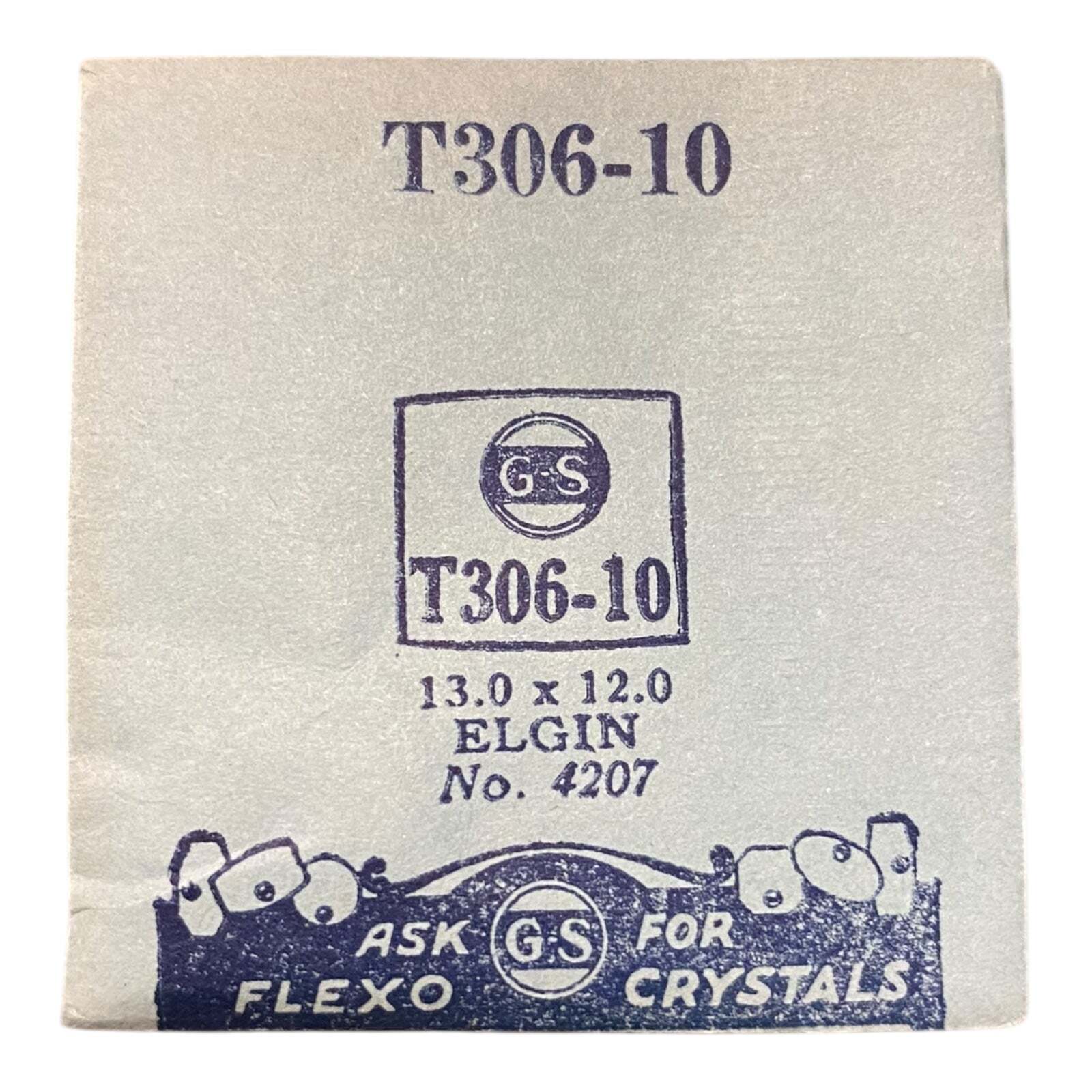 Germanow-Simon Mach (GS) T306-10 Watch Crystal 13.0×12.0 NOS Part Flexo Elgin
