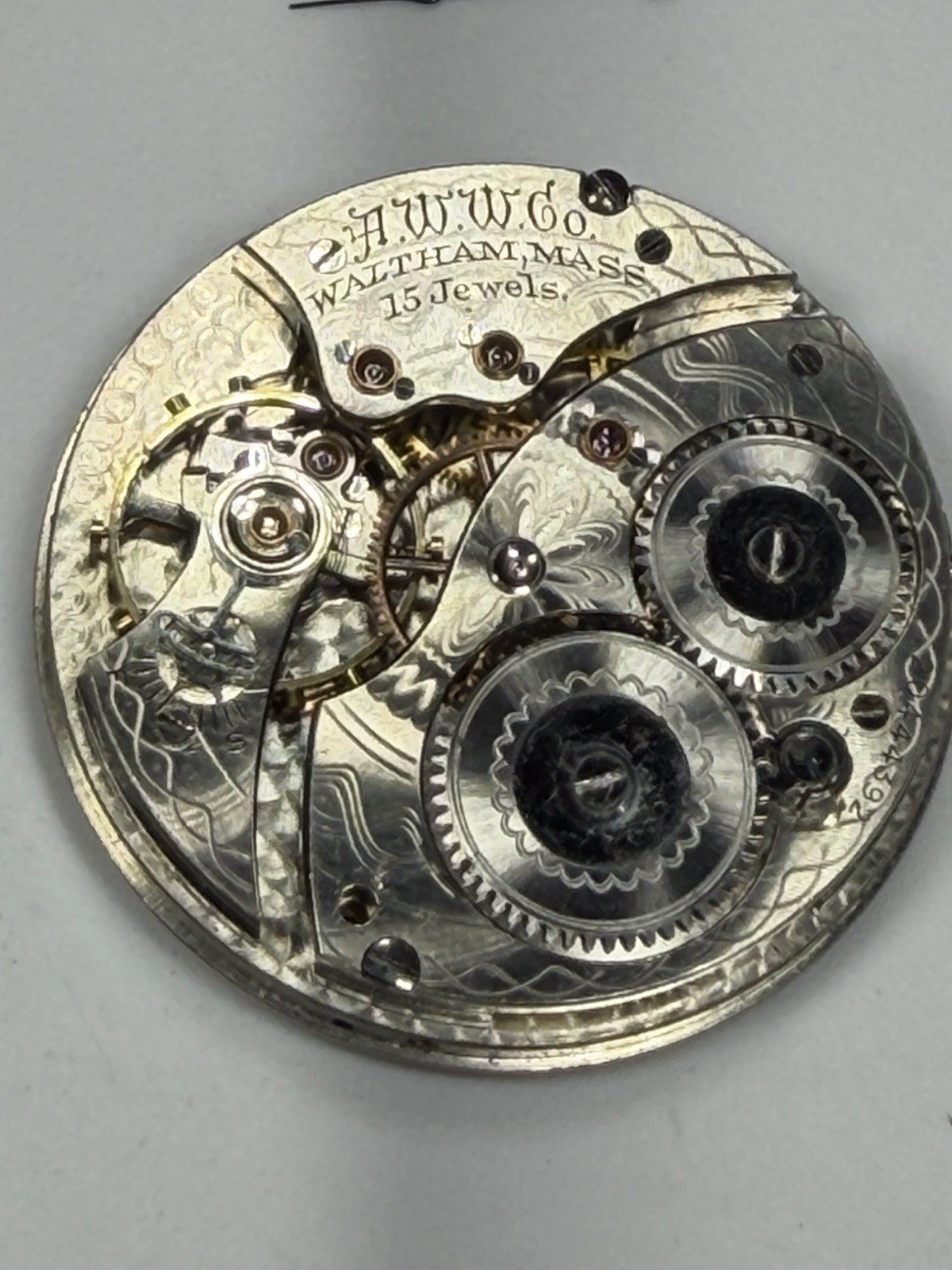 Waltham A.W.W.Co. Mechanical Manual Wind Watch Movement 15 Jewels w/ Dial