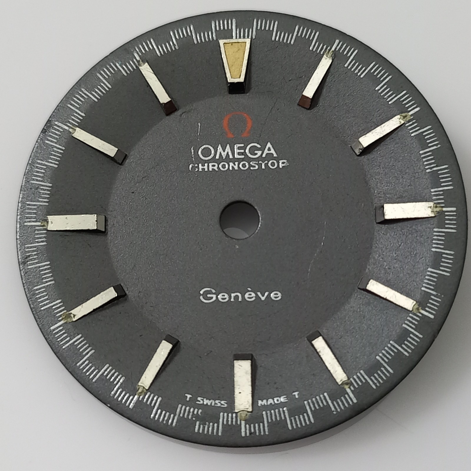 Original Vintage Omega Chronostop Genéve Dial – Grey Matte – Cal. 865 – Beyeler