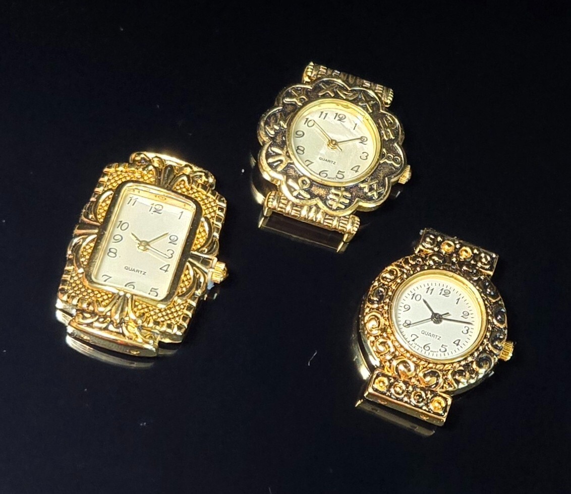 Beading Watch Faces Bronze Battery Included Watch Faces for Jewelry Making 3 pcs