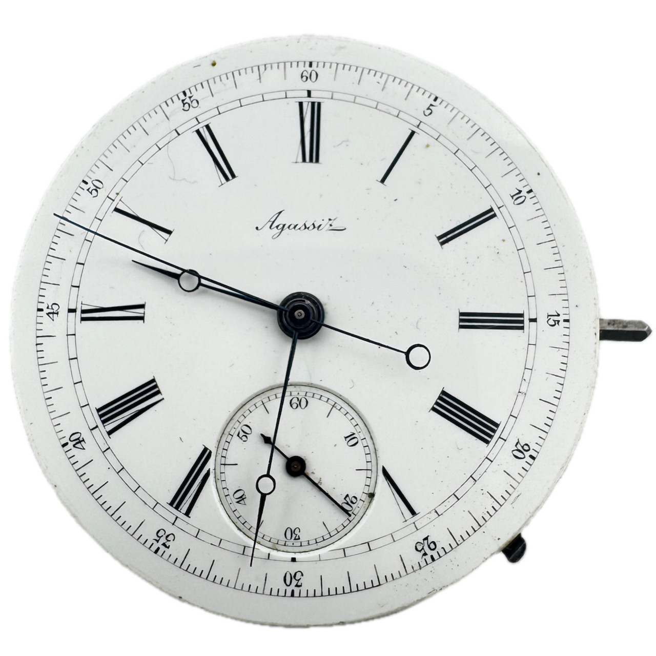 Antique 43mm Agassiz Chronograph Hunter Pocket Watch Movement Swiss Made