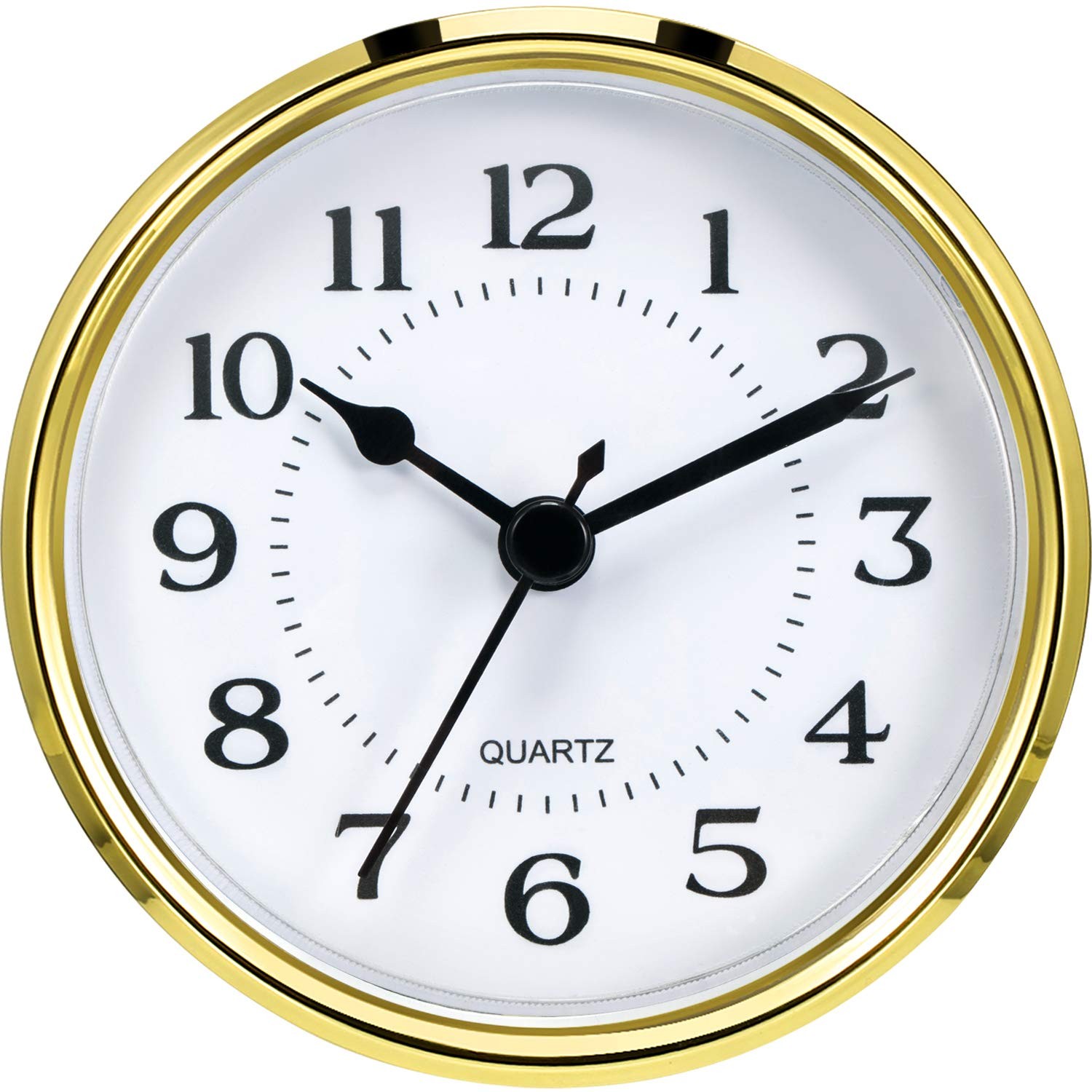 Hicarer 3-1/2 Inch (90 mm) Quartz Clock Fit-Up/Insert with Small, Gold Rim