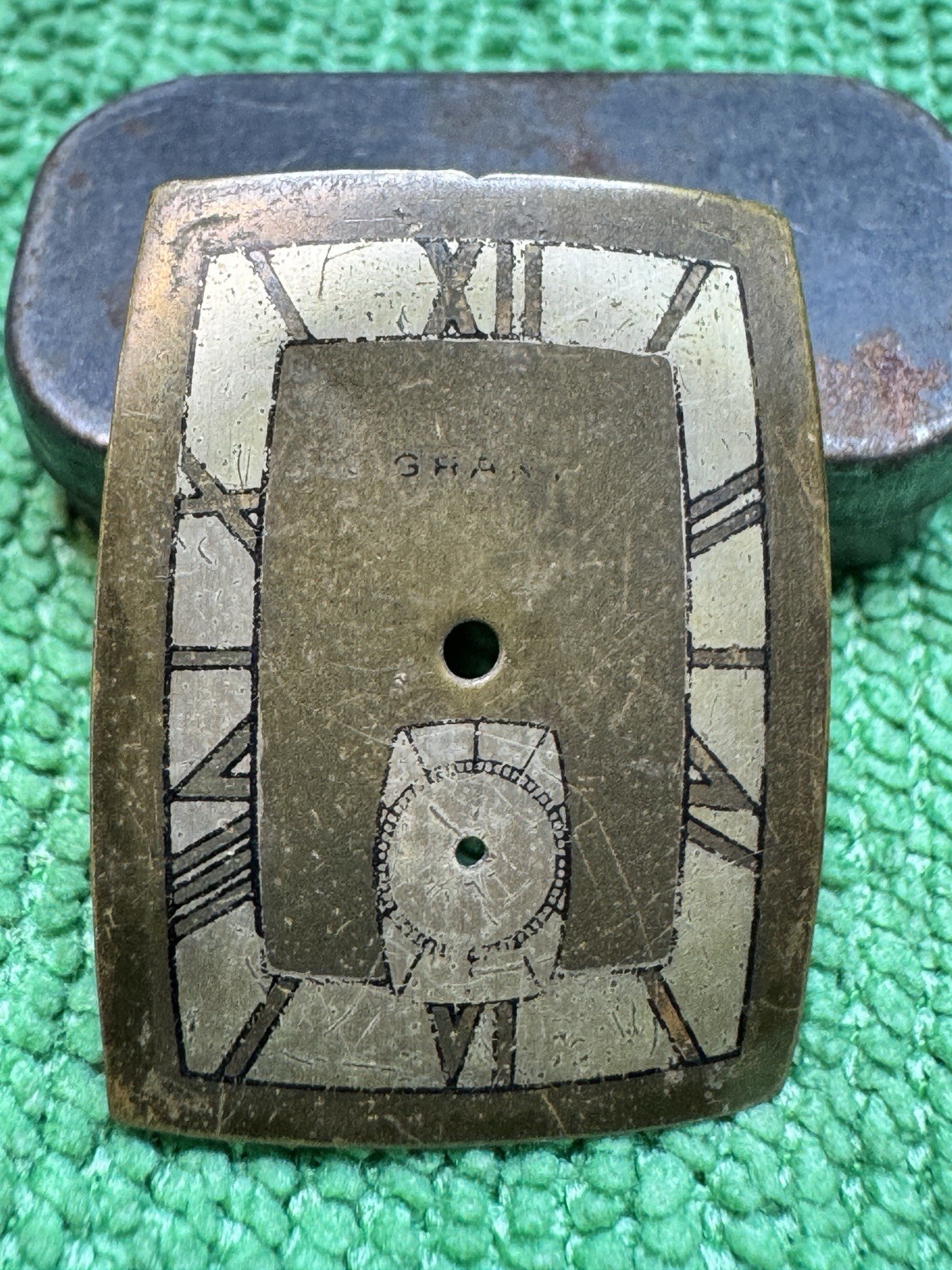 Vintage Grant Tank Style Watch Dial Gold Tone 20mm By 26mm Dial Legs11&4 O’clock