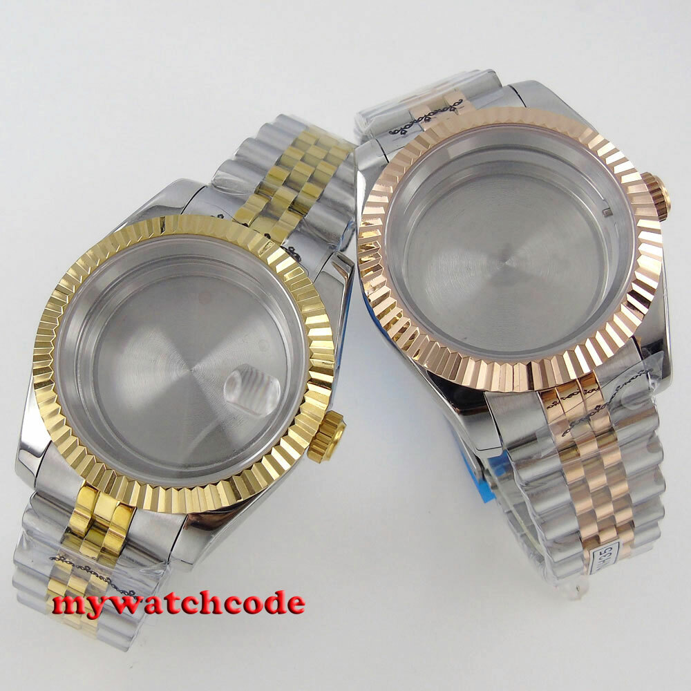 40mm sapphire glass two tone Watch Case fit NH35 NH36 eta 2824 8215 movement
