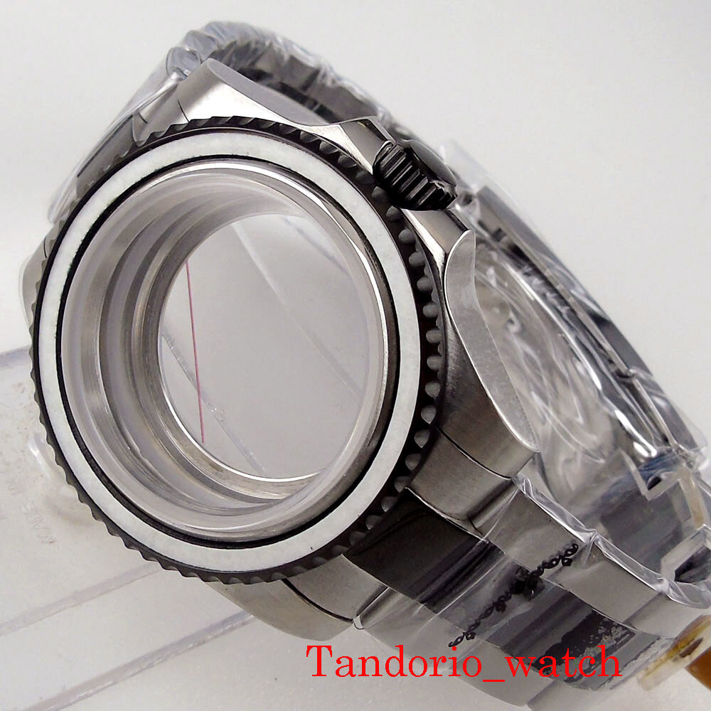 Fit NH35A NH36A Movement 40mm Watch Case Black PVD Ceramic Bezel Sapphire Glass