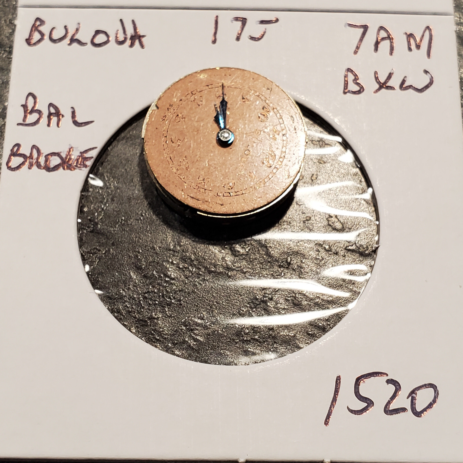 LADIES BULOVA 17J 7AM BXW WRIST WATCH MOVEMENT #1520