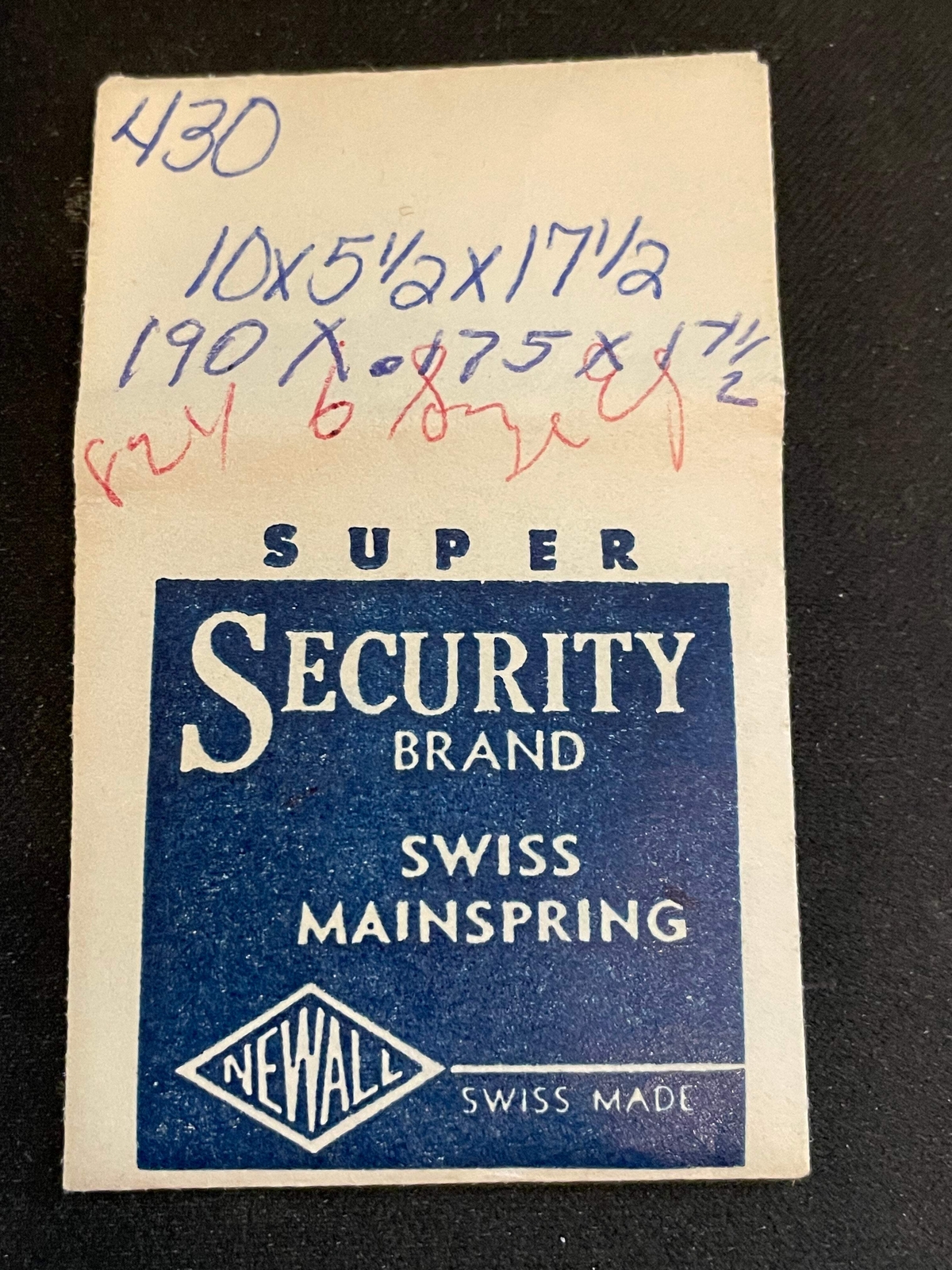 Newall SUPER Security Mainspring #430 for Elgin 6s Factory No. 824 – Alloy
