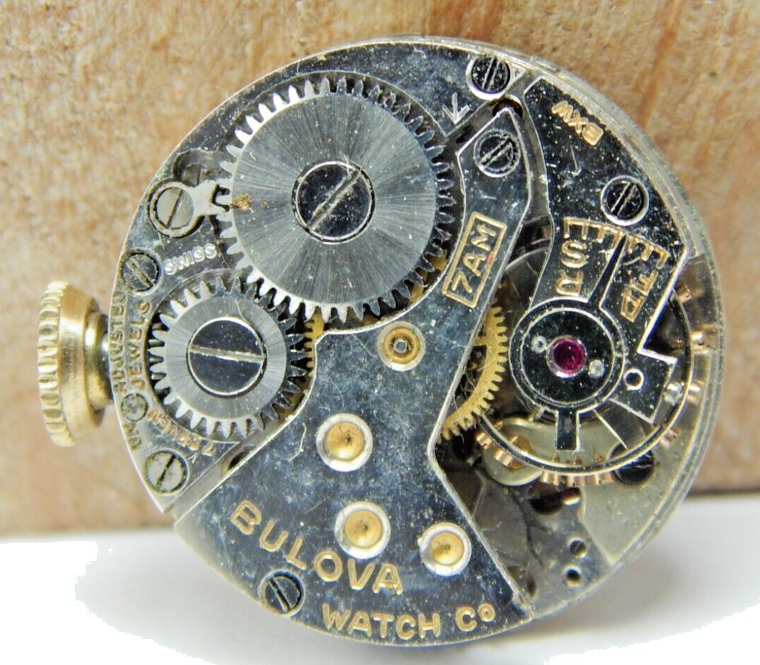 Vintage 1937 Bulova 7AM 7 jewel ladies wrist watch movement with dial and hands